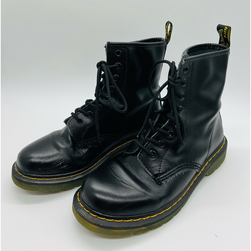 DR MARTENS KIDS BLACK LEATHER BOOTS SIZE 1.5